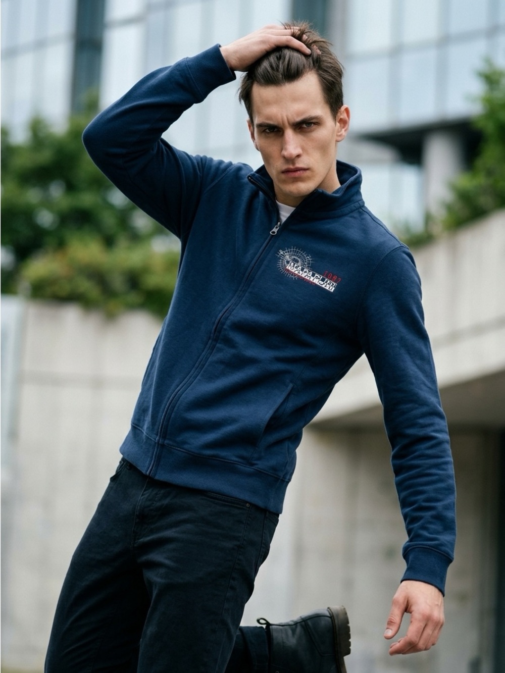 Napapijri Geographic Full Zip Sweatshirt Blue